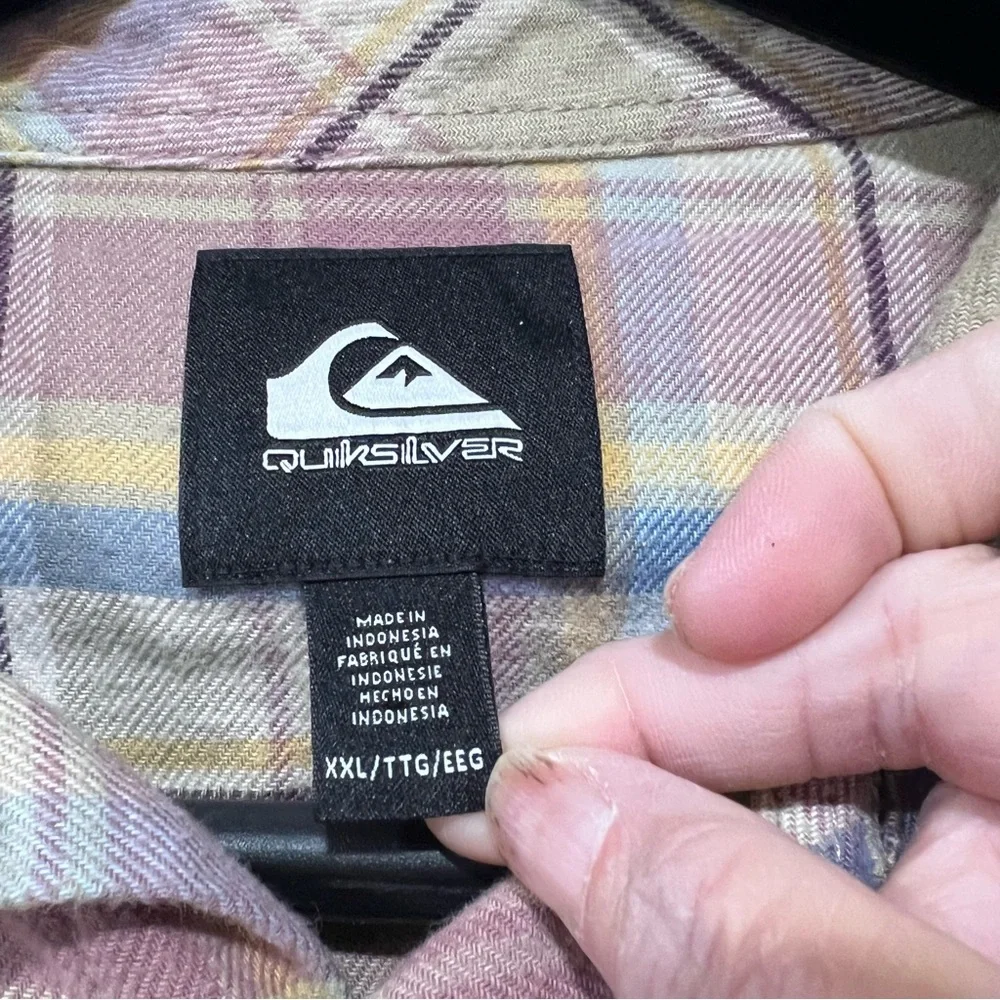 Quicksilver Men’s Ensign Classic Long Sleeve Flannel Plaid Shirt Button Size XXL - Picture 5 of 8